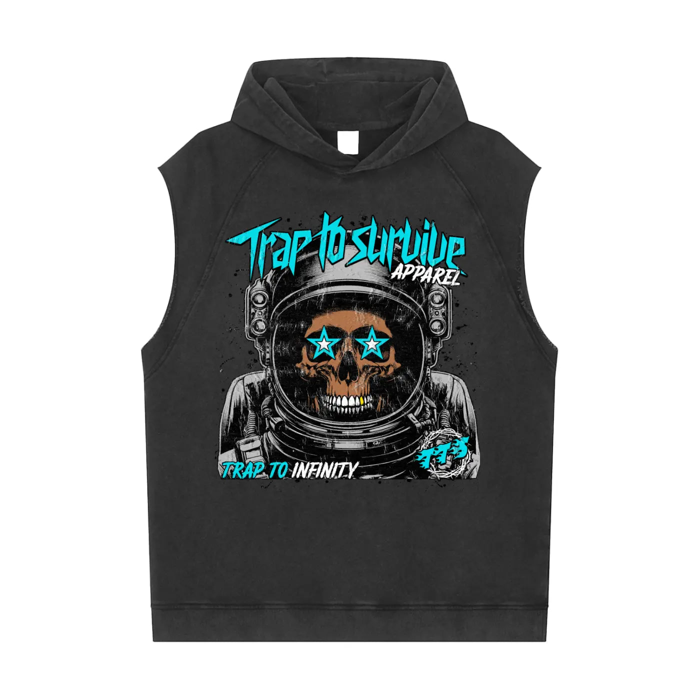 Trap To Infinity Snow Washed Sleeveless Hoodie.