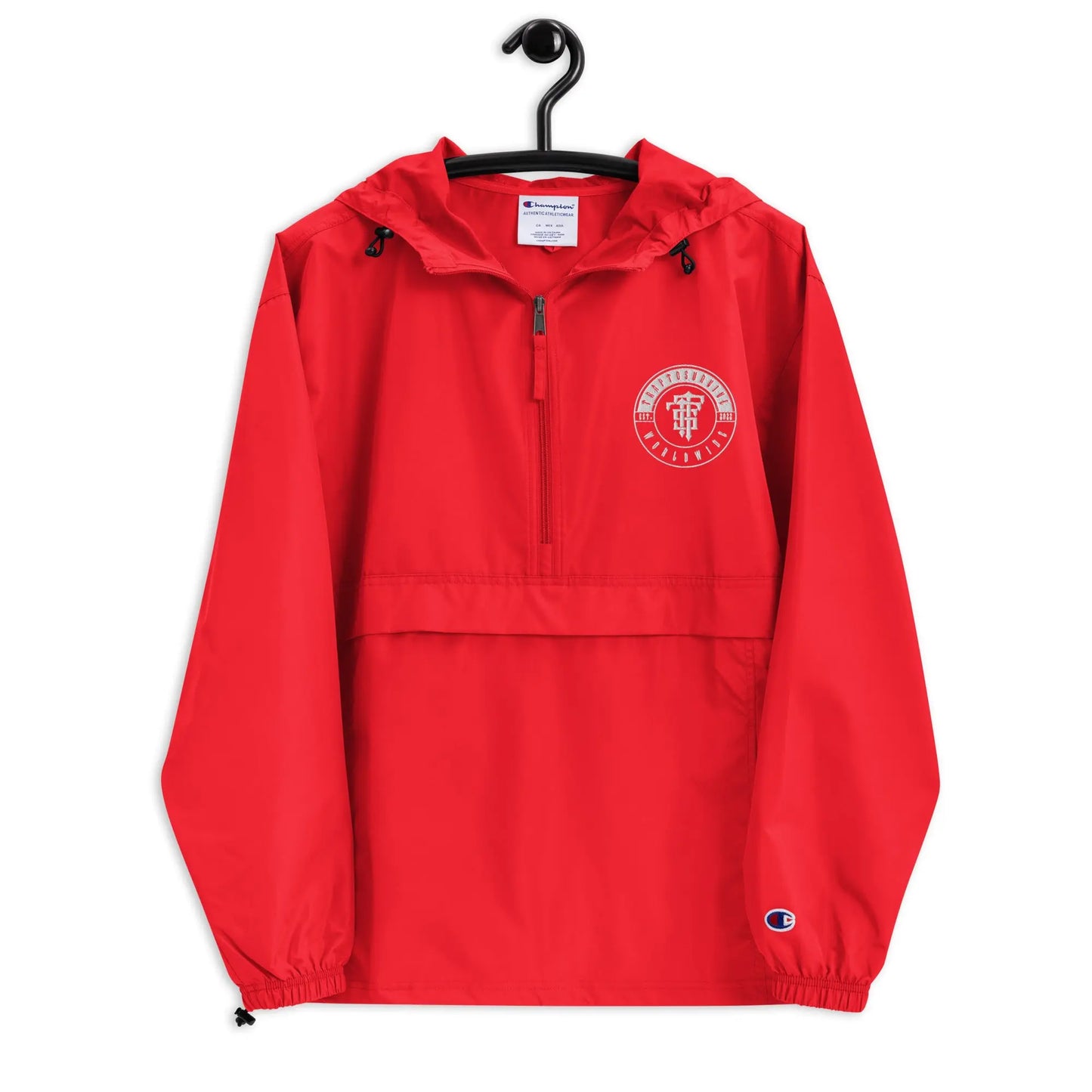 New Age Embroidered Champion Packable Jacket Trap To Survive Apparel